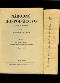 Rudolf Briška: Národné hospodárstvo. Teória a politika I, II /2 zväzky, 1948/