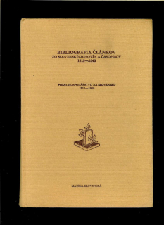 Poľnohospodárstvo na Slovensku 1918-1928. Bibliografia článkov...