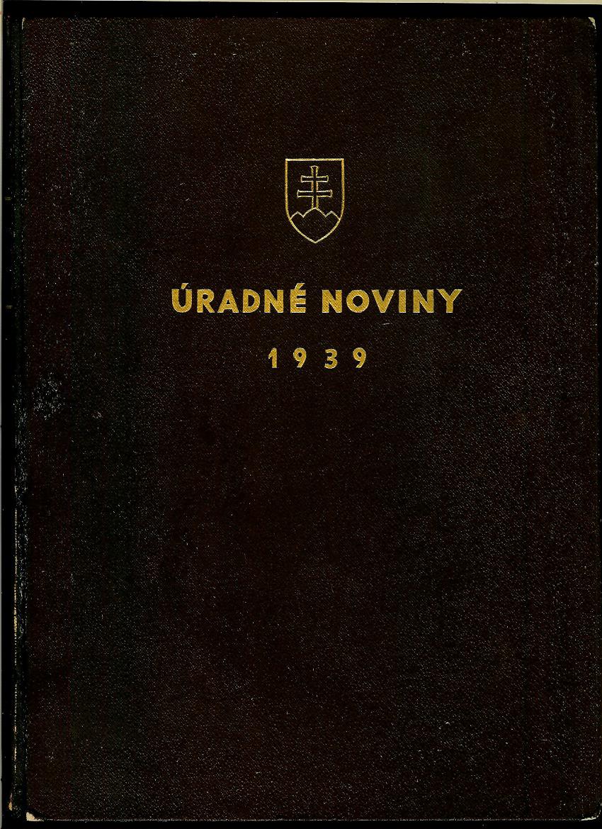 Úradné noviny. Časť I. Ročník 1939